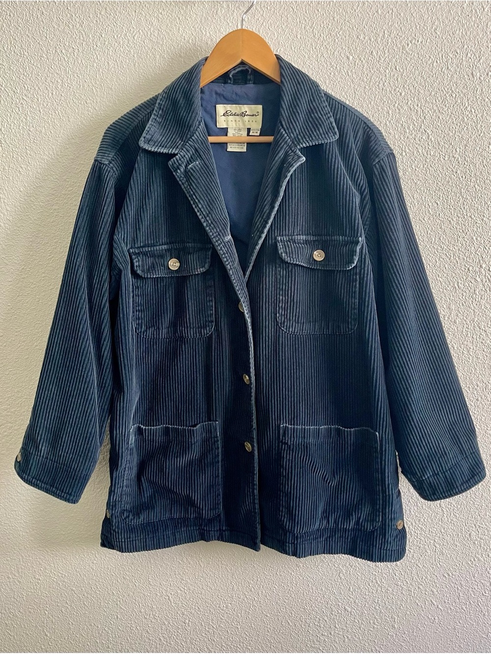 Vintage Eddie Bauer Navy Corduroy Workwear Barn Chore Jacket Coat